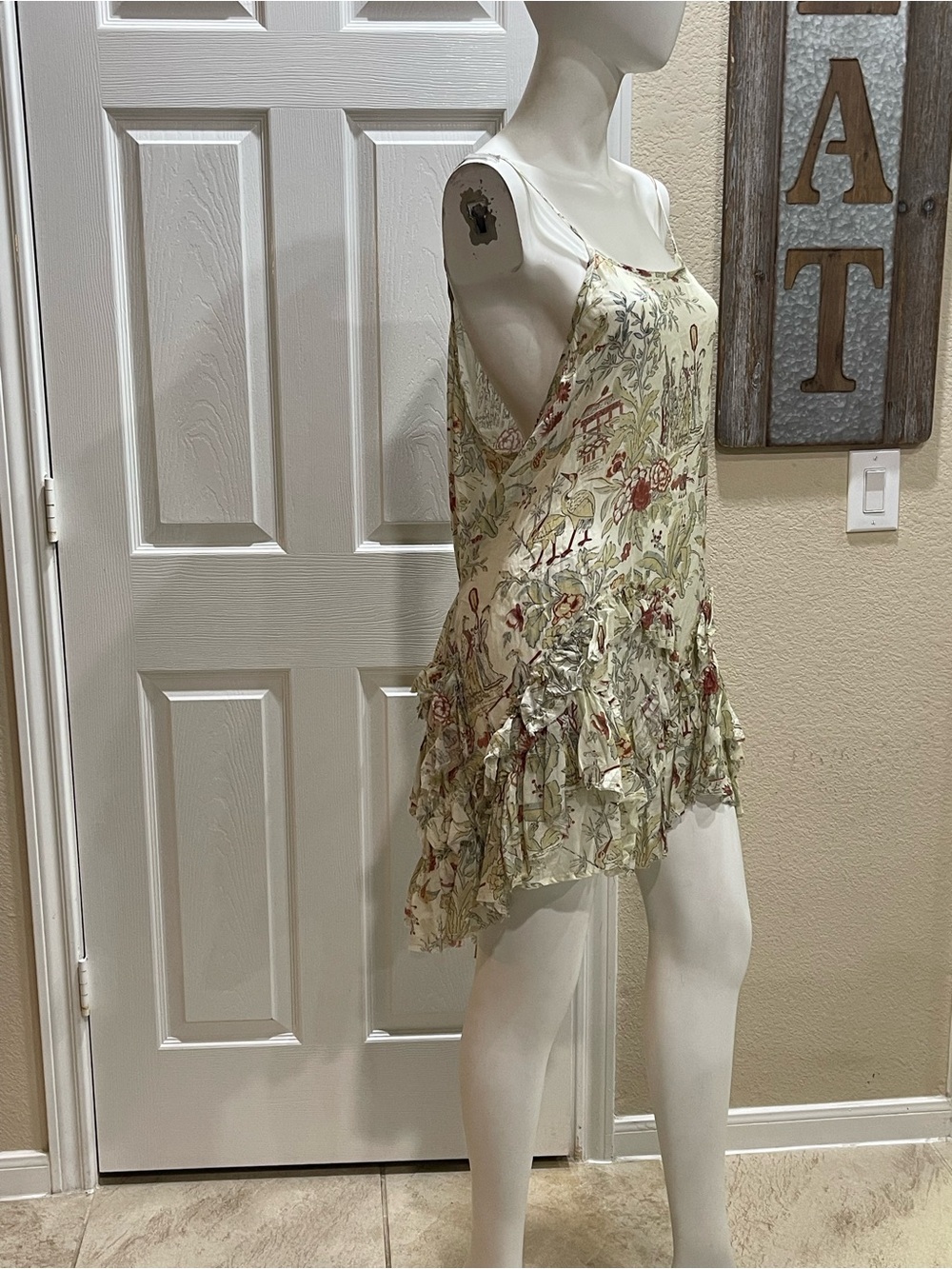 Krista Larson Lagenlook Charming/Asian Toile Slip Cami / Tunic Dress - One Size - Picture 6 of 11